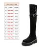 Botas de tacón alto hasta la rodilla para mujer, suela gruesa, pequeña altura, realzadoras, para piernas gruesas de jinete, tubo ancho, chica rellenita, ensanchamiento, talla grande 34-43