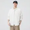 2026 Nueva Chaqueta Camisa de Manga Larga de Algodón Puro Estilo Americano para Hombre, Cardigan Casual Japonés con Cuello Campana para Primavera y Otoño