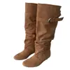 2026 Nuevas Botas de Moda Retro con Pliegues, Punta Redonda y Tacón Bloque para Mujer, Versátiles, Adelgazantes, Casuales, de Caña Alta