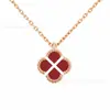 Collar de Trébol de Cuatro Hojas Mini de Alto Grado en Oro V para Mujer, Colgante de Ágata Madreperla de Doble Cara, Pulsera de la Suerte de Flor Única, Cadena para Clavícula