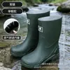 Botas de lluvia nuevas para hombre, altura media de la pantorrilla, forradas de invierno para abrigar, impermeables, antideslizantes, suela gruesa, adecuadas para trabajo al aire libre y como zapatos de goma