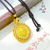 Loja de Ouro Mesmo Estilo Ouro Antigo Incrustado com Diamante Bússola do Deus da Riqueza Amarelo com o Caractere "Fa" Bússola do Deus da Riqueza Amarelo Corrente para Suéter