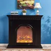 Decoración de Chimenea Retro Negra Tallada Nórdica Francesa Americana Gabinete de Almacenamiento Inserto de Chimenea Eléctrica Chimenea Calefactora