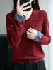 Cardigan de Tricô Fino com Gola Polo para Mulheres, Outono 2026, Versátil, Blusa Suéter em Blocos de Cor Xadrez
