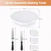 Set de Plato Giratorio para Pasteles de 6 Piezas con Raspador de Crema, Espátula y Herramientas de Decoración para Pasteles de Cumpleaños