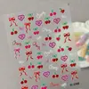 Pegatinas de Uñas con Lazo de Cereza Transfronterizas 3D Impermeables Dulces Cerezas DIY Pegatinas de Uñas en Relieve Modelo Sl