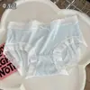 7A Roupa Íntima Antibacteriana de Seda Doce para Estudante Feminina Renda Fina Combinando Cores Respirável Confortável Sem Marcas para Menina Cintura Média Secagem Rápida