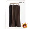 Pantalones Rectos Holgados Retro Marrones de Talla Grande para Hombre, Otoño, Tacto de Alta Gama, Caída Sedosa, Pantalones de Traje Adelgazantes