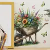 Decoraciones de Pascua Transfronterizas Carrito de Flores Pegatinas para Embellecer Paredes Dormitorio Sala de Estar Pared de Fondo de Entrada PVC