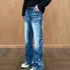 Pantalones vaqueros de pierna ancha de cintura alta estilo retro americano para hombre, nuevos de verano, diseño de alta costura, corte holgado, caídos, pierna recta, hasta el suelo