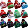 Gorro de punto luminoso colorido con batería extraíble y luz LED para Navidad, venta al por mayor transfronteriza