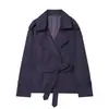Primavera 2026 Nuevo Producto Moda Callejera Femenina Europea y Americana Chaqueta Cortavientos Corta con Cinturón W101 6254