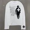 Tops Casuales Diarios Y2K Elegantes Versátiles Modernos con Estampado de Letras Cruzadas de Cuello Redondo y Manga Larga para Hombres y Mujeres Camisetas del Mismo Estilo