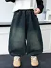 Calças Jeans Largas Masculinas para Primavera e Outono Estilo Coreano Infantis Bonitas Modernas Descoladas Calças Harem Calças Estilosas para Bebê Comércio Exterior