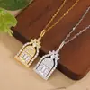 Colar S925 Prata Porta do Castelo da Felicidade para Mulheres, Luxo Leve Nicho Full Diamond Brilhante Pingente de Alto Padrão Corrente de Clavícula