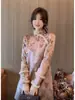 Nuevo Vestido de Estilo Chino con Hebilla, Moda Estampada, Cuello Alto, Manga Larga, Retro Invierno, Dulce Nuevo Estilo, Costuras, Falda de Estilo Nacional