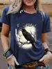 Transfronterizo Aliexpress Amazon Transfronterizo Europeo y Americano Fcawf Estampado de Águila Moda Holgada Casual Manga Corta Cuello Redondo Camiseta