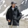 Invierno Hombre Nueva Marca de Moda Holgada 90 plumón Bloques de Color Pareja Exterior Chaqueta de plumón Hombre Grueso Cálido Abrigo