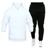 Conjunto casual esportivo masculino patchwork outono e inverno, moda de rua, roupa esportiva fitness, conjunto de moletom com capuz, terno casual