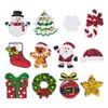 Patch de Tecido Bordado com Lantejoulas de Natal Papai Noel Boneco de Neve Patch de Emblema para Decoração de Feriado Árvore de Natal Presente Floco de Neve