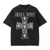 Camiseta Masculina de Algodão Puro Pesado Manga Curta Estilo Retro Americano, Casual de Verão Solta Tendência Oversize Lavada Vintage