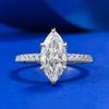 Anillo de plata S925 con forma de ojo de caballo y diosa con corona europea y americana, anillo de diamantes con alto contenido de carbono, anillo de pareja simple de moda europea y americana para mujer