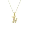 Nuevo collar con 26 letras del alfabeto inglés totalmente incrustado, estilo europeo y americano transfronterizo para mujer, mismo estilo que en Xiaohongshu, cadena para clavícula a la moda y de lujo ligero