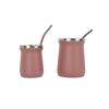 Copo Térmico Transfronteiriço de Aço Inoxidável Mini Copo Térmico Couro Patenteado Copo de Cerveja Camada Dupla a Vácuo Copo de Café com Colher Copo de Água