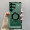 Funda para teléfono con airbag anticaída electrochapada magnética espacial S26Ultra, funda dura transparente S24, funda S25Fe