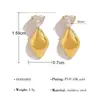 Pendientes Geométricos Simples de Acero Inoxidable Europeo y Americano con Circonita Micro-Pavimentada Pendientes de Colgante Rombo Facetado de Alta Gama con Textura Metálica