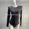 En stock SK **Kardashian jennie con camiseta de cuerpo entero de manga larga para mujer, camiseta básica con chaqueta ajustada de color liso
