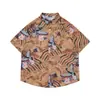 Camisas Hawaianas de Manga Corta New Retro Transfronterizas para Hombres y Mujeres, Casual Modernas Holgadas para Parejas, Camisas Florales de Playa para Vacaciones