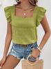 Ropa de Mujer de Comercio Exterior Transfronterizo Europeo y Americano 2024 Amazon Estación Independiente Primavera y Verano Nuevo Top Camisa con Volantes de Cuello Cuadrado
