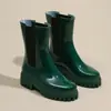 Botas de lluvia de moda transfronterizas para mujer, elásticas, de suela gruesa, resistentes al desgaste, zapatos de agua antideslizantes, zapatos de goma para cocina, zapatos impermeables para exteriores, para lavado de autos, mujer