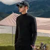 Camiseta de manga larga para hombre, gruesa y resistente, estilo coreano moderno, con cuello semialto, para otoño e invierno, prenda interior, camisa de otoño de cuello medio, capa base elegante