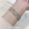 Pulseira Elegante e Refinada de Renda com Diamante Azul Cintilante, Estilo Corte Francês, Moda de Luxo Leve, Sensação de Alto Padrão, Joias de Princesa Fugitiva para Mulheres
