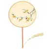 Leque infantil bordado frente e verso estilo tradicional, leque de dança de verão com borlas, leque para traje antigo feminino Hanfu cheongsam
