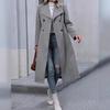 Casaco de Lã Europeu e Americano Feminino de Inverno Transfronteiriço, Casaco Longo Slim-Fit Elegante Casual com Lapela à Prova de Vento de Botão Duplo para Mulheres