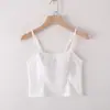 Camisola de Algodón Estilo Nuevo para Mujer con Almohadillas de Sujetador Integradas, Top Corto Base de Camisola Integrado