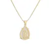 Corrente para Clavícula Aogu Transfronteiriça Mais Vendida Simples e Elegante para Mulheres, Banhada a Cobre com Ouro 18K, Inlaid com Zircônia, Colar com Pingente Redondo Gota d'Água