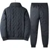 Conjunto de Ropa de Algodón de Lana de Cordero Ultrasónico para Hombre 2388 Cálido Más Terciopelo Ropa de Algodón para Mediana Edad y Personas Mayores Cuello Alto Ropa de Algodón de Lana de Cordero Papá