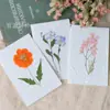 Tarjeta de felicitación con flor seca en relieve Calcomanía hecha a mano Postal Marcapáginas Espécimen de planta Hojas