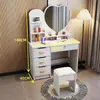 Tocador minimalista moderno para dormitorio, tocador pequeño con espejo para apartamentos de alquiler, escritorio de maquillaje de princesa