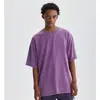 Camiseta Verão 230g Comércio Exterior Lavada Vintage Gola Redonda Solta Floco de Neve Manga Curta Tendência Retrô Jovem