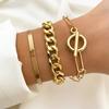 Juego de Pulseras de Cadena de Aleación Multicapa Europea y Americana Mix-And-Match Estilo Punk Redondo Corazón Estrella Joyería para Mujer