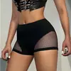 Pantalones Deportivos Casuales para Mujer Verano Ins Europeo y Americano Ajustados Pantalones de Melocotón con Empalmes de Malla Pantalones Cortos 5586