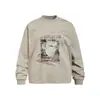 Camiseta de manga larga para hombre con estampado de personaje retro americano, moderna, estilo punk, corte holgado, camiseta casual de cuello redondo para primavera y otoño