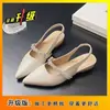 Sapatos de Salto Plataforma Elegantes e Versáteis para Uso Externo Sapatos Femininos 2026 Verão Novo Bico Fino Fechado Sandálias Rasteiras com Strass e Pedrarias