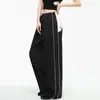 Calça Jogger Feminina de Verão Estilo Americano High Street Estilo Preguiçoso Costura Cor Contrastante Perna Larga Design Solto Nicho Cintura Alta Casual