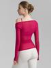 Traje de Yoga de dos piezas Estilo Nuevo Malla Hombros Descubiertos Blusa Deportiva Correa Fina para el Hombro Copa Semi-fija Chaleco de Yoga para Mujer
